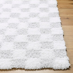 Livabliss Urban Shaggy-Modern Ivory Grey Checkered Soft Plush Pile Living Bedroom Rug 160 X 220 Cm Easy Care, Non Shedding - thumbnail 5