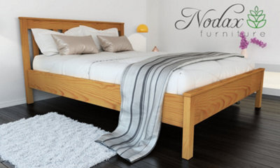 Nodax Double Bed Frame Capella, F17, Solid Pine Wood, Easy Assembly, Sturdy Slats & Extra Support Legs, 4Ft 6In, Alder Finish - image 1