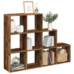 Berkfield Room Divider Bookcase 3-Tier Old Wood 137.5X29X103.5 Cm Engineered Wood - thumbnail 1