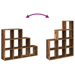Berkfield Room Divider Bookcase 3-Tier Old Wood 137.5X29X103.5 Cm Engineered Wood - thumbnail 8