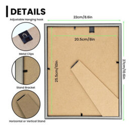 "Domkora 8 X 10"" Black Picture Frames Set Of 3 - Plastic Photo Frame Styrene Front - Portrait Landscape Wall Hanging Or Tabletop" - thumbnail 3