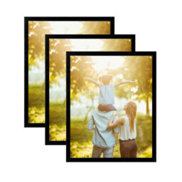 "Domkora 8 X 10"" Black Picture Frames Set Of 3 - Plastic Photo Frame Styrene Front - Portrait Landscape Wall Hanging Or Tabletop"