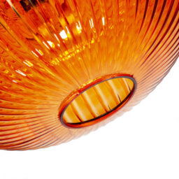 Happy Homewares Modern Designer Orange Line Ribbed Glass Oval Pendant Lamp Shade - thumbnail 5