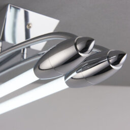 Flush Ceiling Light - Chrome Plate & Opal Glass - 2 X 16W Led T5 - Bulb Included - thumbnail 4