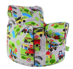 Bean Lazy Cotton Road Map Bean Bag Arm Chair With Beans Child / Teen Size - thumbnail 2