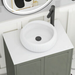Royal Bathrooms Royal Bathroom Elmore 800mm Matt Green Freestanding Bathroom Vanity Unit 2 Drawer Plain White Worktop With Milan Basin - thumbnail 4