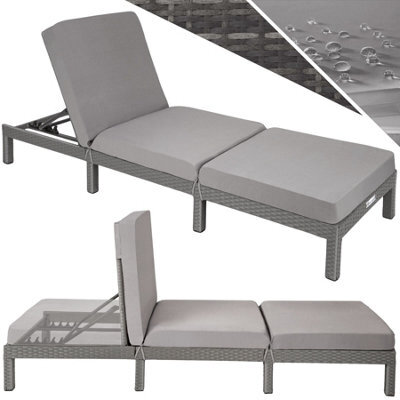 Tectake Sun Lounger Sofia With 6-Step Adjustable Backrest, Thick Padding And Uv-Resistant Polyrattan - Grey - image 1