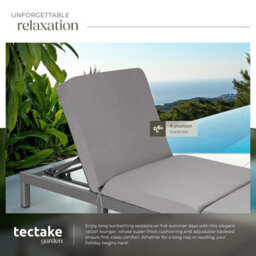 Tectake Sun Lounger Sofia With 6-Step Adjustable Backrest, Thick Padding And Uv-Resistant Polyrattan - Grey - thumbnail 4