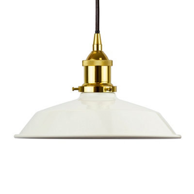 Clay White Small Trinity Metal Painted Dome Pendant Light With Gold Lamp Holder And Black Round Cable - Se Home - image 1