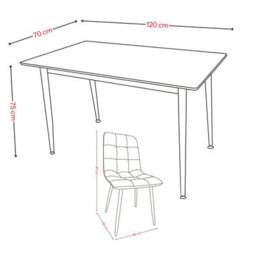 Urbn-Living Urbnliving 5Pcs Armani Grey Modern Ceramic Top Dining Table & Blue Plush Velvet Chairs With Metal Legs - thumbnail 9