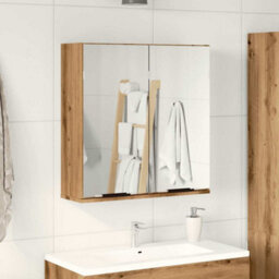 Berkfield Bathroom Mirror Cabinet Artisan Oak 64X20X66.5 Cm Engineered Wood - thumbnail 3