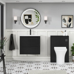 Royal Bathrooms Elmore 600mm Traditional Wall Hung 2 Drawer Bathroom Vanity Unit With Matt Stone Basin Sink - Matt Nocturne Black - thumbnail 4
