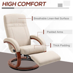 Homcom Manual Recliner Swivel Reclining Chair With Footrest Armrests Beige - thumbnail 7