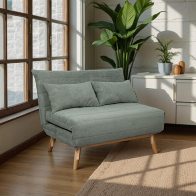 Home Source Lorena Double Clic Clac Green Upholstered Sofa Bed Lounger Chair - image 1