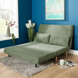 Home Source Lorena Double Clic Clac Green Upholstered Sofa Bed Lounger Chair - thumbnail 3