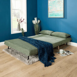 Home Source Lorena Double Clic Clac Green Upholstered Sofa Bed Lounger Chair - thumbnail 5