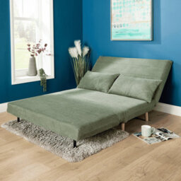 Home Source Lorena Double Clic Clac Green Upholstered Sofa Bed Lounger Chair - thumbnail 4