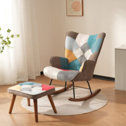 Abrihome Rocking Chairs, Leisure Chairs, Front And Rear Rocking Chairs With Splicing, Living Room Chairs, Leisure Chairs With Footrest - thumbnail 7