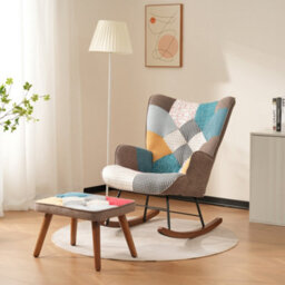 Abrihome Rocking Chairs, Leisure Chairs, Front And Rear Rocking Chairs With Splicing, Living Room Chairs, Leisure Chairs With Footrest - thumbnail 1