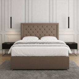 REGIONAL FURNISHINGS Divan Bed Set Mink Plush Velvet Upholstered 24Inch Headboard & 2Drawers Sameside & Mattress In 3Ft 4Ft 4Ft6 5Ft 6Ft Sizes - thumbnail 3