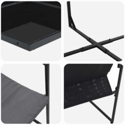 Berkfield Garden Dining Set 11 Pcs Black Steel - thumbnail 7