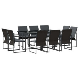 Berkfield Garden Dining Set 11 Pcs Black Steel - thumbnail 2