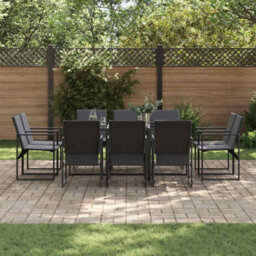 Berkfield Garden Dining Set 11 Pcs Black Steel - thumbnail 3