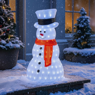 Neo 100 White Led Snowman Figure 55Cm Light Up Lights Static Acrylic Christmas Festive Decoration Display For Indoors & Outdoors O - image 1