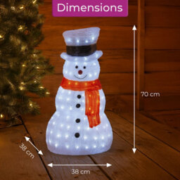 Neo 100 White Led Snowman Figure 55Cm Light Up Lights Static Acrylic Christmas Festive Decoration Display For Indoors & Outdoors O - thumbnail 6