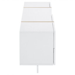 Btm Tv Stand For 85 Tv With Storage Cabinet And Open Shelves Embossed Pattern White Entertainment Center For Living Room - thumbnail 9