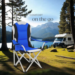 Tectake Camping Chair - Padded Seat With Carry Bag - Blue - Set Of 2 - thumbnail 8
