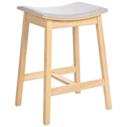 Wyld And Coco Nordiccraft Set Of 2 Backless Bar Chairs Grey Upholstered Rubberwood Seats - thumbnail 4