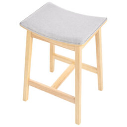 Wyld And Coco Nordiccraft Set Of 2 Backless Bar Chairs Grey Upholstered Rubberwood Seats - thumbnail 6