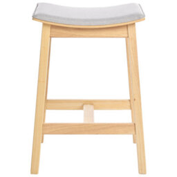 Wyld And Coco Nordiccraft Set Of 2 Backless Bar Chairs Grey Upholstered Rubberwood Seats - thumbnail 1
