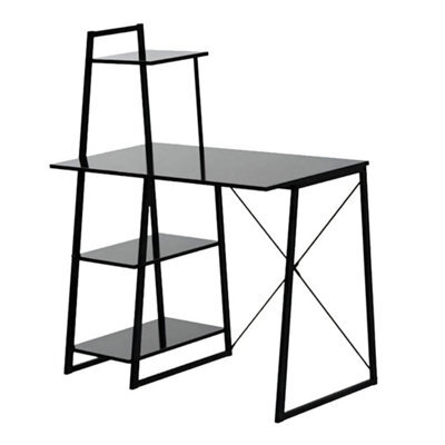 Computer Desk With Storage Shelf Study Writing Table Home Office Workstation Black - image 1
