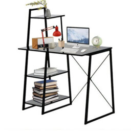 Computer Desk With Storage Shelf Study Writing Table Home Office Workstation Black - thumbnail 5