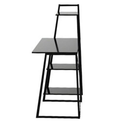 Computer Desk With Storage Shelf Study Writing Table Home Office Workstation Black - thumbnail 2