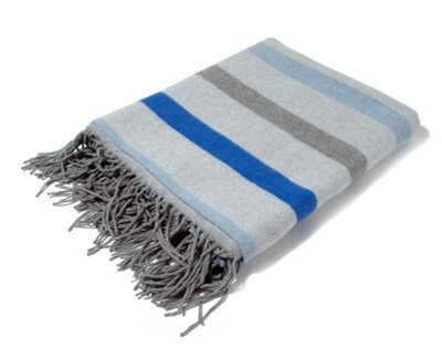 Bellissimo Cotton Rich Blue Stripe Throw 130 X 150Cm