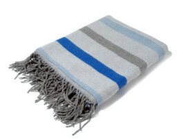 Bellissimo Cotton Rich Blue Stripe Throw 130 X 150Cm