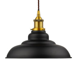 Matt Black St Edmund's Painted Dome Pendant Light With Antique Gold Lamp Holder And Brown Twisted Cable - Se Home - thumbnail 1