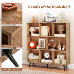 Gainoom 8-Cube Natural Bookcase Mid Century Modern Storage Organizer - thumbnail 8