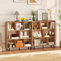 Gainoom 8-Cube Natural Bookcase Mid Century Modern Storage Organizer - thumbnail 9