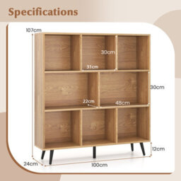 Gainoom 8-Cube Natural Bookcase Mid Century Modern Storage Organizer - thumbnail 2
