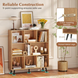Gainoom 8-Cube Natural Bookcase Mid Century Modern Storage Organizer - thumbnail 5