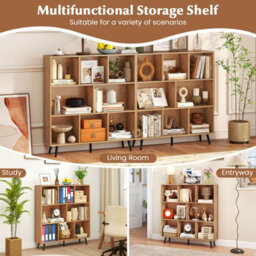 Gainoom 8-Cube Natural Bookcase Mid Century Modern Storage Organizer - thumbnail 6