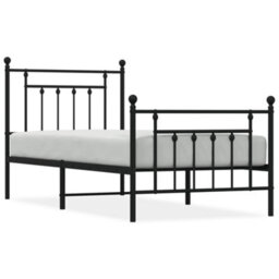 Berkfield Metal Bed Frame With Headboard And Footboard Black 90X200 Cm - thumbnail 2
