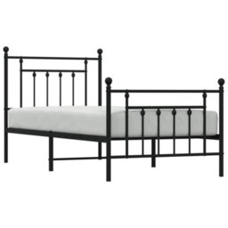 Berkfield Metal Bed Frame With Headboard And Footboard Black 90X200 Cm - thumbnail 4
