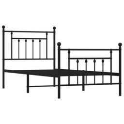 Berkfield Metal Bed Frame With Headboard And Footboard Black 90X200 Cm - thumbnail 5