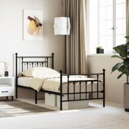 Berkfield Metal Bed Frame With Headboard And Footboard Black 90X200 Cm - thumbnail 1