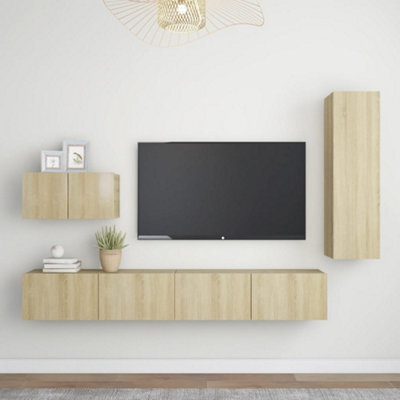 Berkfield 4 Piece Tv Cabinet Set Sonoma Oak Engineered Wood - image 1